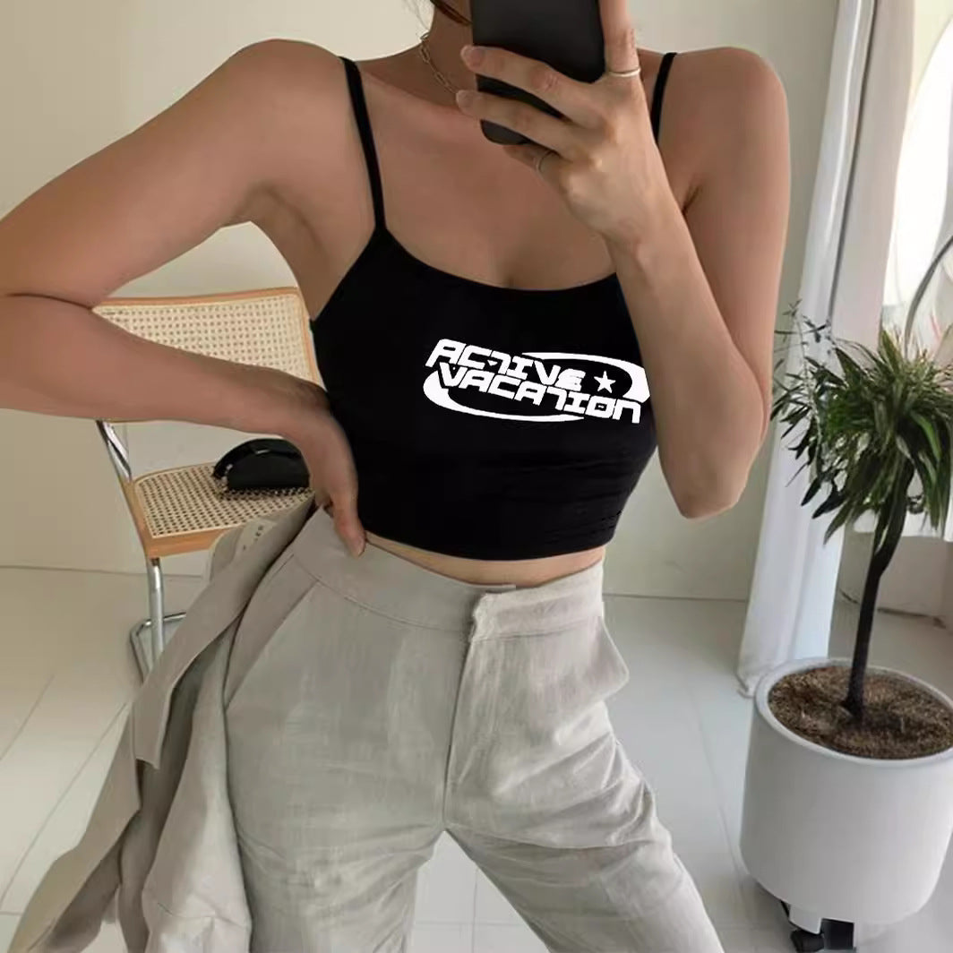 Damen Crop-Top mit trendigem Schriftzug Drune
