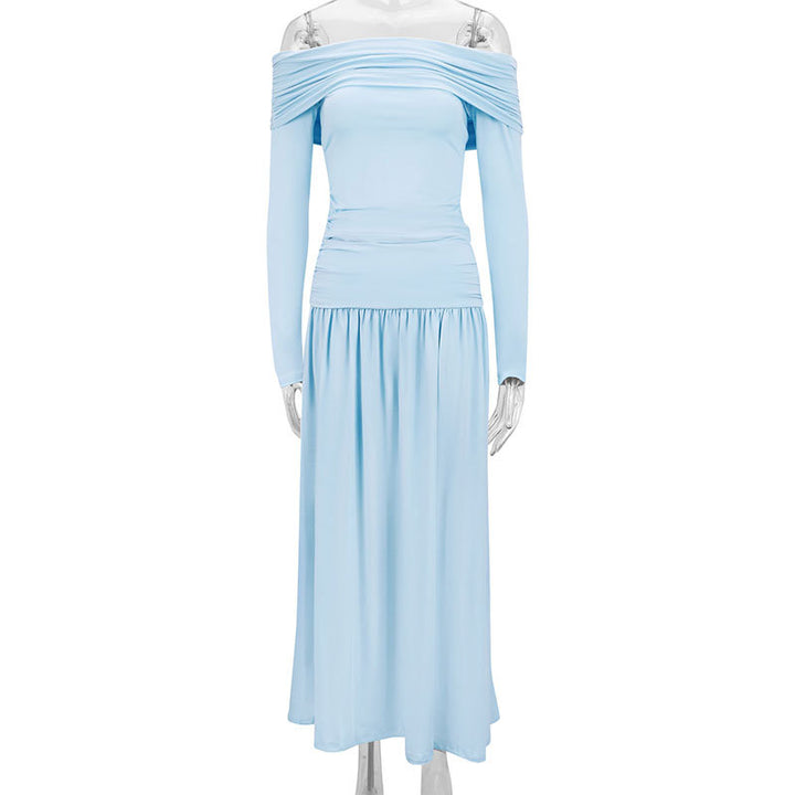 Damen Maxikleid mit eleganter Raffung und Off-Shoulder Design Drune