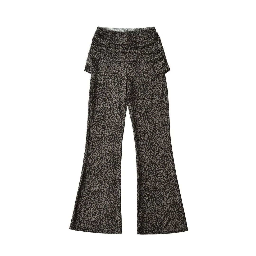 Damen High‑Waist Schlaghose mit gerafftem Hüftrock und ausgestelltem Bein Drune