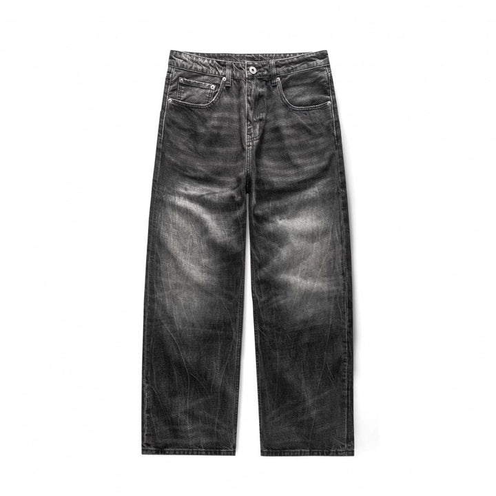 Herren Locker geschnittene Straight-Jeans im Workwear-Stil mit Used-Effekt Drune
