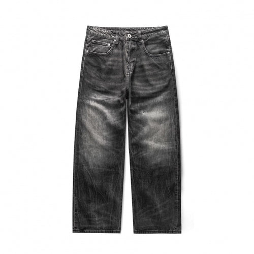 Herren Locker geschnittene Straight-Jeans im Workwear-Stil mit Used-Effekt Drune