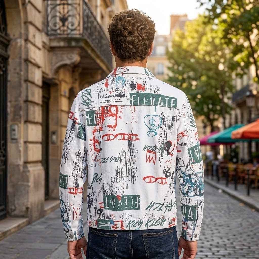 Herren Modische Jacke mit grafischen Prints Drune