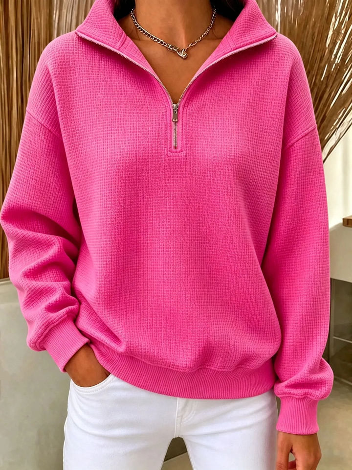 Damen Stepp-Fleece-Pullover mit halbem Reißverschluss und Stehkragen Drune