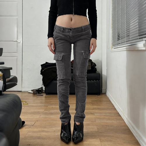 Damen Slim-Fit Cargo-Jeans mit seitlichen Pattentaschen und mittelhohem Bund Drune