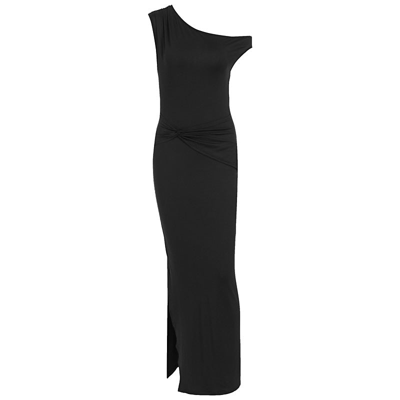 Damen Elegantes Maxikleid mit Off-Shoulder Design und dekorativer Raffung Drune