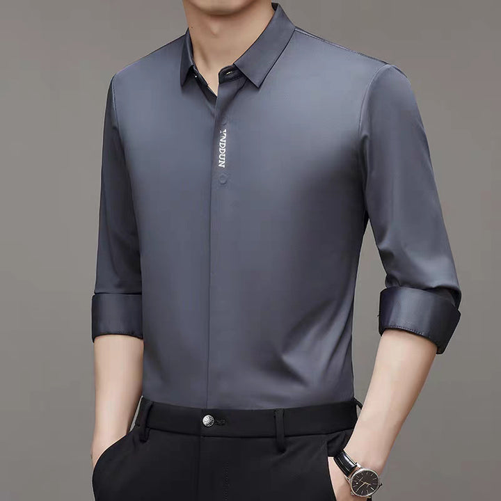 Herren elegante Langarmbluse mit modernem Stehkragen und hochwertigen Materialien Drune