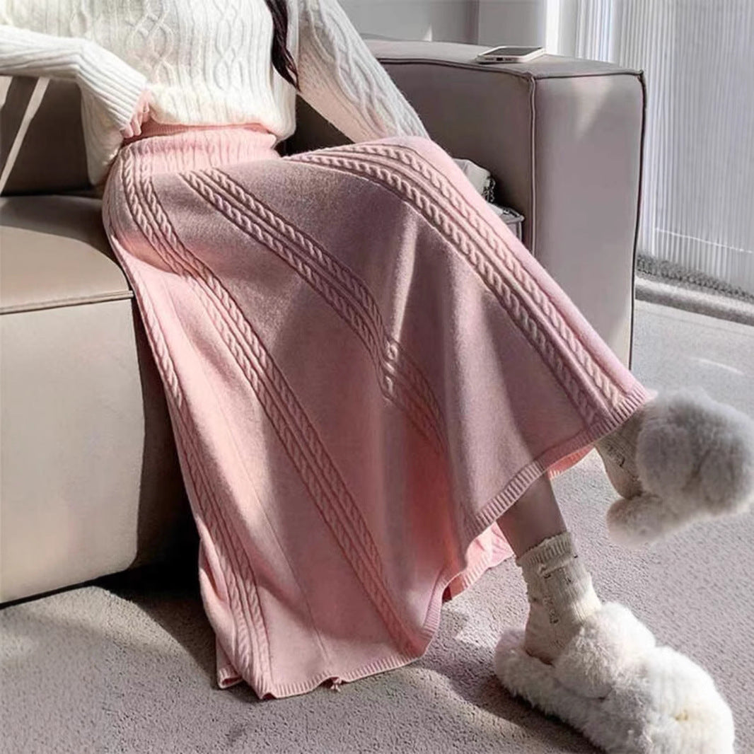 Damen Langer Strickrock mit feinem Rippmuster Drune