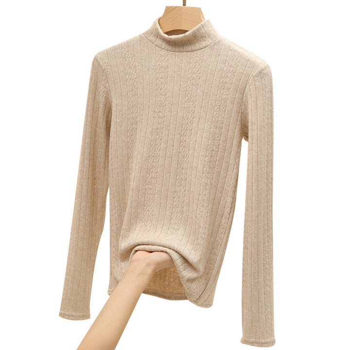 Damen Elegantes Langarm-Ripp-Oberteil Drune