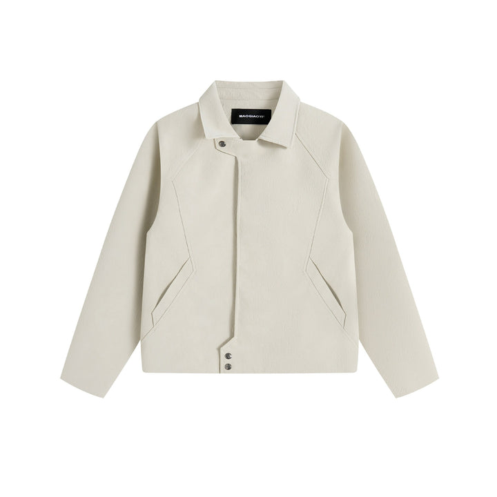 Herren Kurzblouson im Wildlederoptik mit asymmetrischer Frontpatte und geometrischen Pattentaschen Drune
