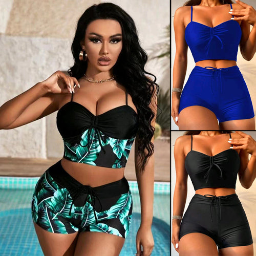 Damen Sportliches Bikini-Set mit Crop-Top und Shorts Drune