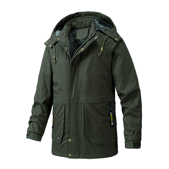 Herren Canvas-Parka mit Sherpa-Innenseite, verlängerter Schnitt und Utility-Ärmeltasche Drune