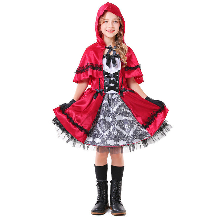 Mädchen Märchenhaftes Rotkäppchen Kostüm mit elegantem Tüllrock und detailverliebtem Umhang Drune
