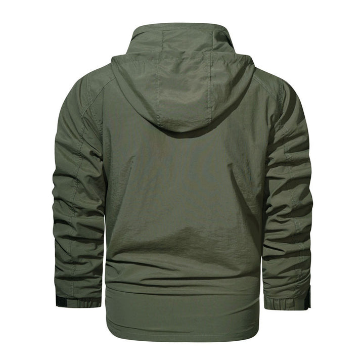 Herren Leichte Fieldjacke mit Kapuze, windabweisender Shell und Reißverschlusstaschen Drune