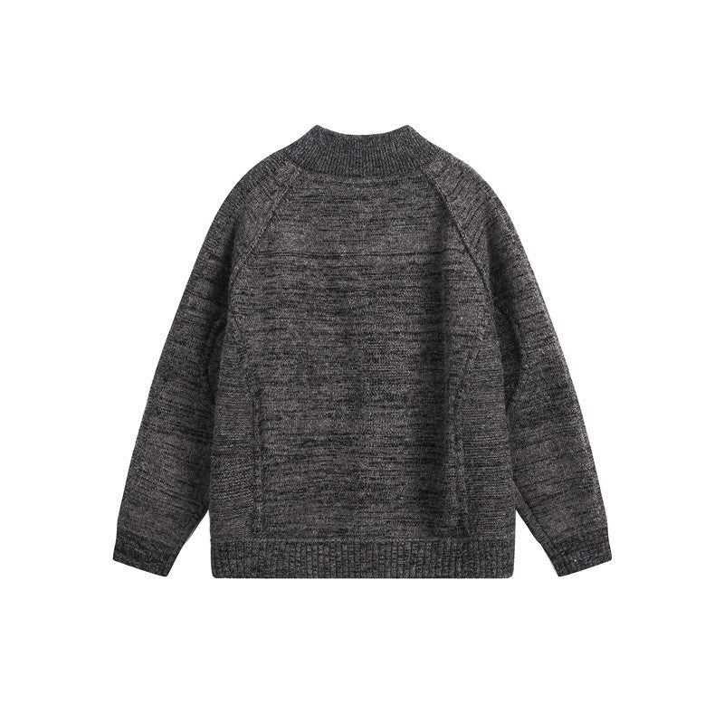 Unisex Strick‑Zipjacke mit Stehkragen, Raglanärmeln und gerippten Bündchen Drune
