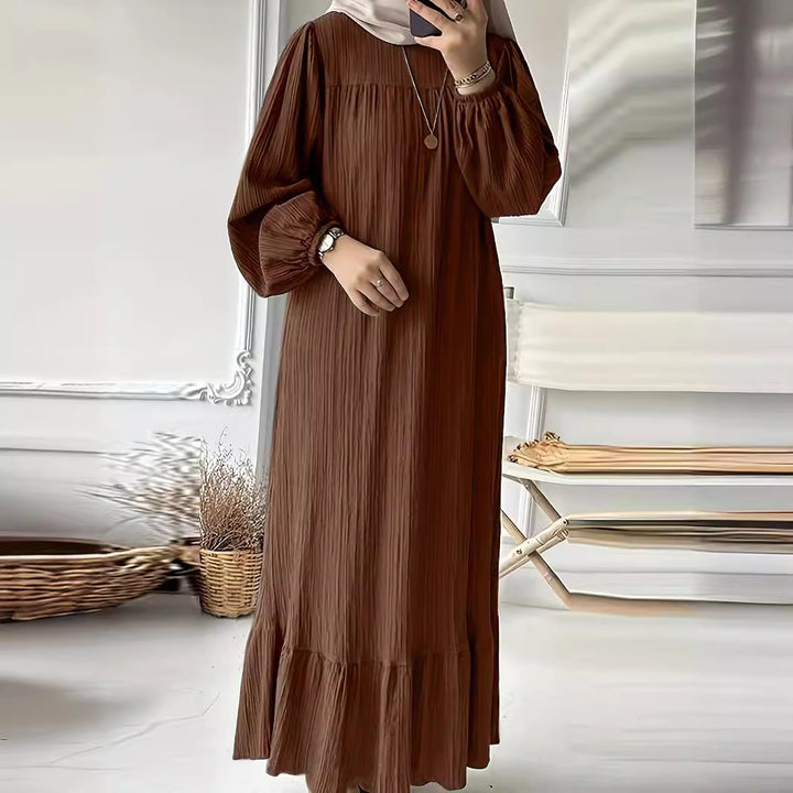 Damen Maxikleid mit waagerechtem Faltenwurf Drune
