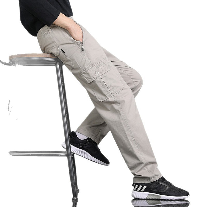 Herren Lockere Cargohose mit elastischem Bund, Multifach‑Taschen & geradem Bein Drune
