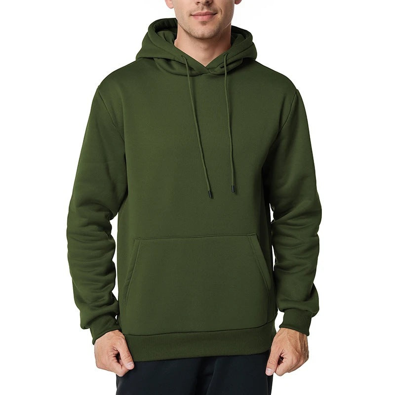 Herren nan minimalistischer Kapuzenpullover mit weichem Fleece-Innenfutter und Kängurutasche Drune