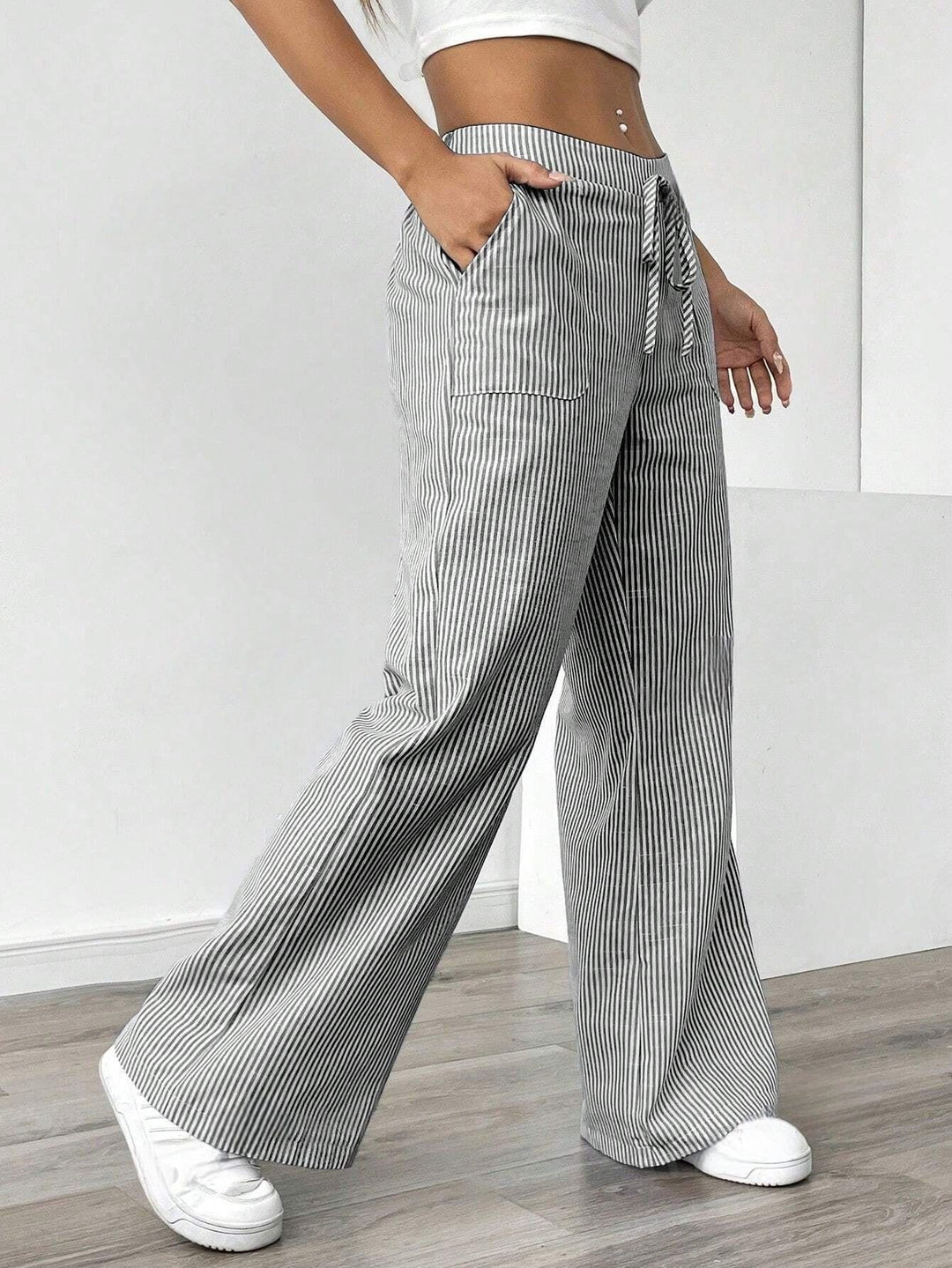 Damen nan weite Baumwoll-Loungehose mit Tunnelzug und Seitentaschen Drune