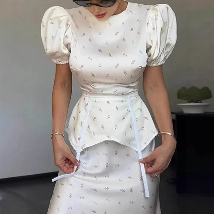 Damen Elegantes Oberteil mit Puffärmeln und verspieltem Taillierungsdetail Drune