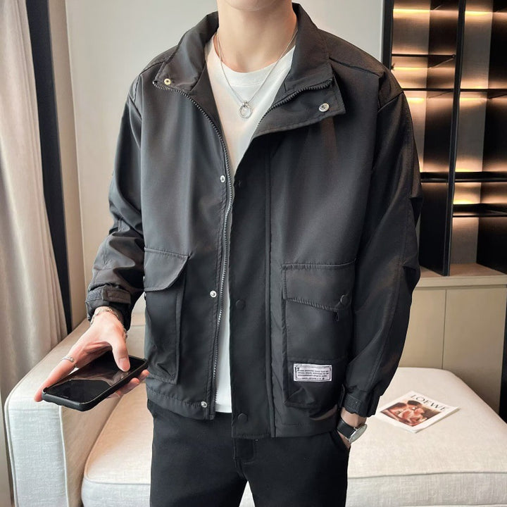 Unisex modische Utility-Jacke mit hohem Kragen Drune