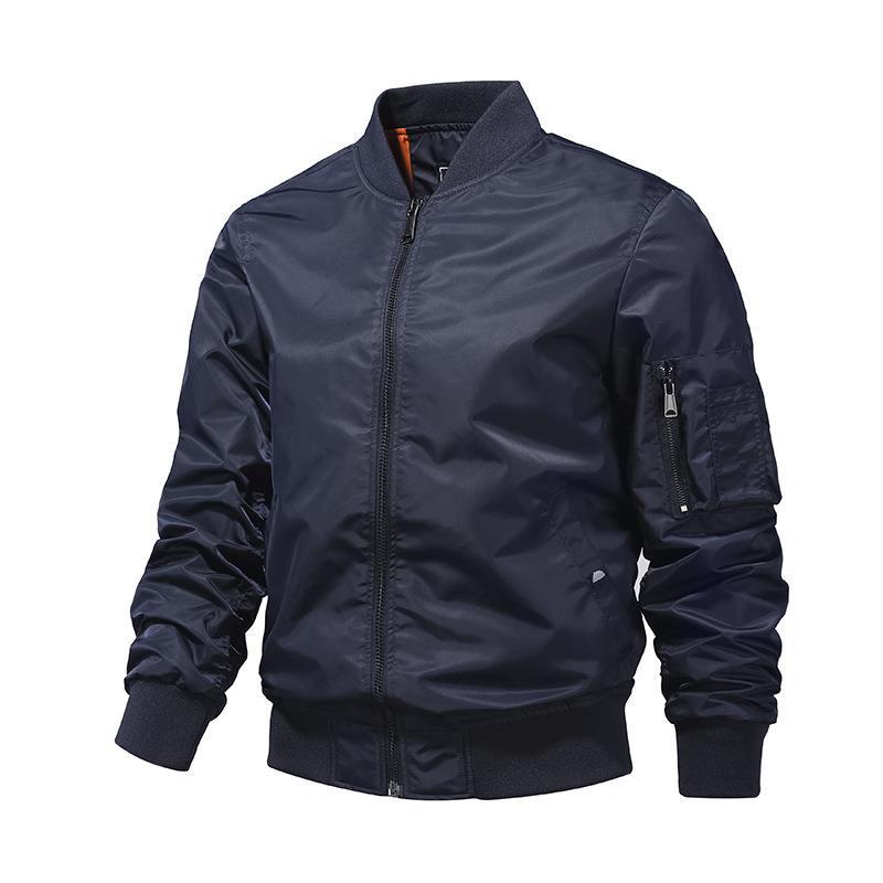 Herren Windabweisende Nylon-Bomberjacke mit Reißverschluss-Ärmeltasche und gerippten Bündchen Drune