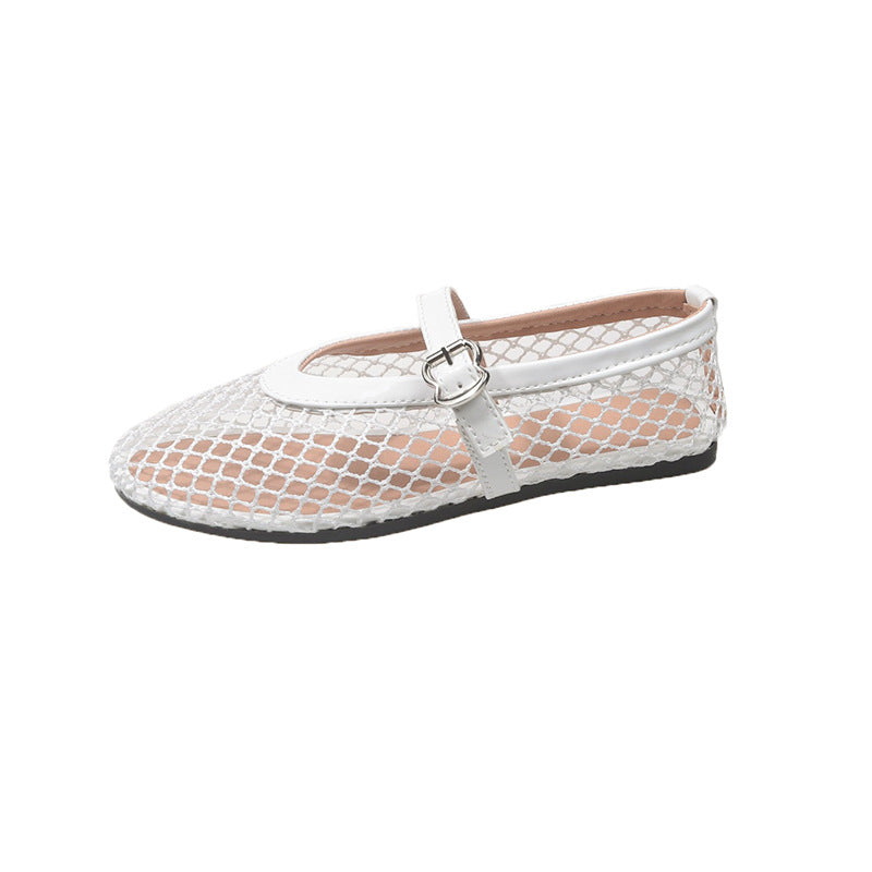 Damen Ballerinas aus Netzgewebe mit Riemen Drune