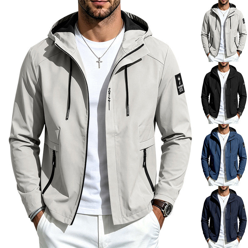 Herren Wasserabweisende Softshell-Kapuzenjacke mit Reißverschlusstaschen Drune