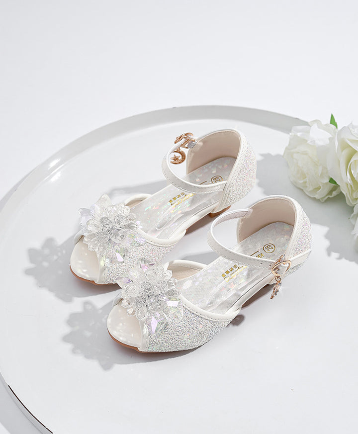 Mädchen Glitzernde Festtagschuhe mit Blumenapplikation Drune