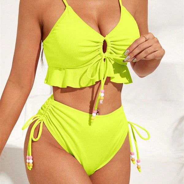 Damen Badeanzug mit Rüschendetails und verstellbaren Trägern Drune