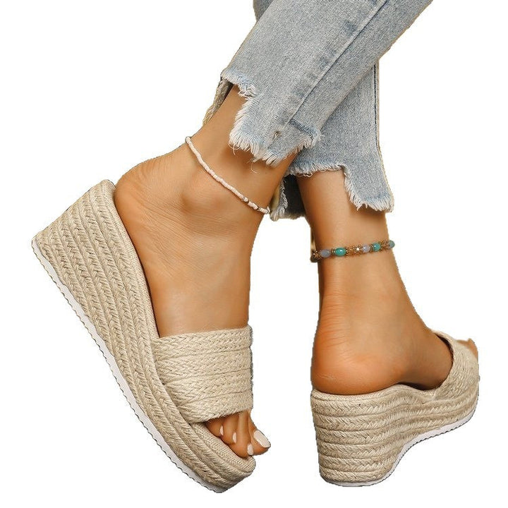 Damen Wedge-Pantoletten mit geflochtenem Obermaterial und komfortabler Sohle Drune