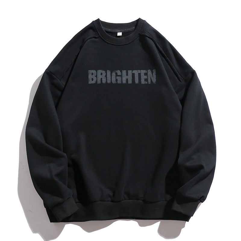 Unisex Oversize‑Sweatshirt mit Distressed‑Raglan, Statement‑Print und geripptem Saum Drune