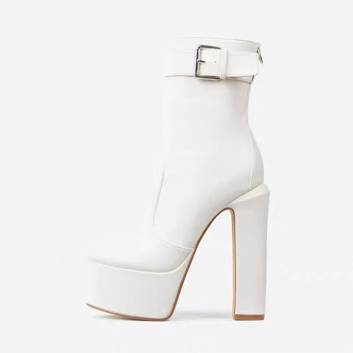 Damen Chunky-Absatz-Stiefeletten mit Schnallenriemendetail Drune