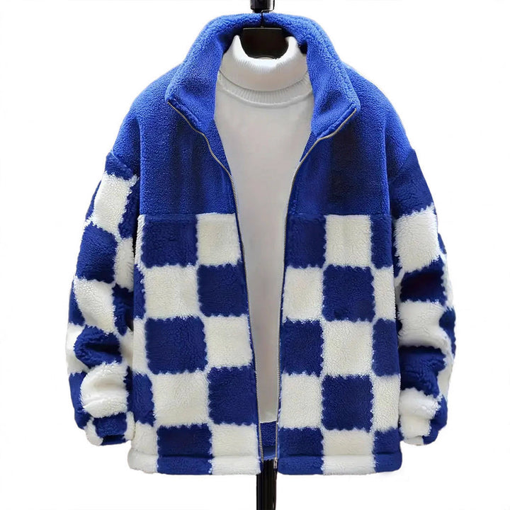 Damen Flauschige Jacke im modernen Karomuster Drune