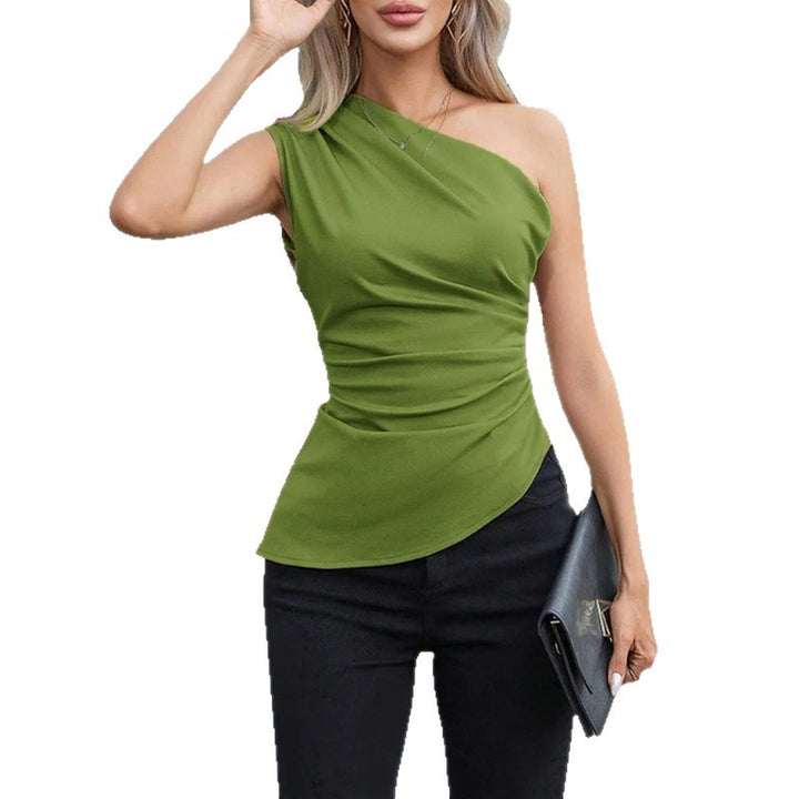 Damen Elegantes One-Shoulder Oberteil mit Raffungen und asymmetrischem Schnitt Drune