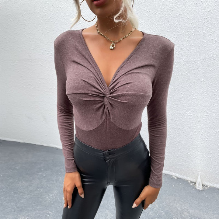 Damen Figurbetonter Longsleeve-Body mit Twist-Detail und geformten Cups Drune