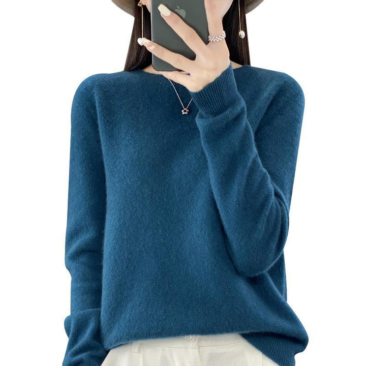 Damen Lockerer Feinstrick-Pullover mit Rundhalsausschnitt und flauschiger Angora-Optik Drune