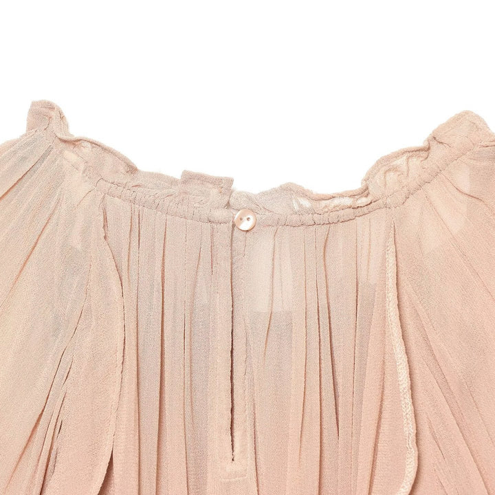 Damen Plissierte Chiffon-Bluse mit Rüschkragen und Ballonärmeln Drune