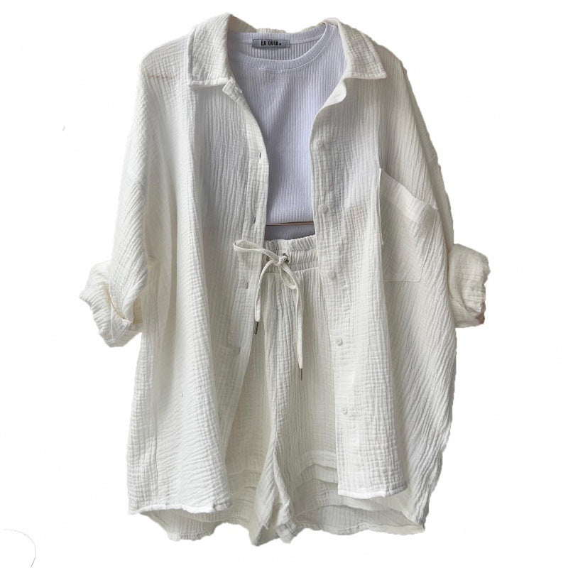 Damen lässige Oversized-Hemdjacke mit Gürtel Drune