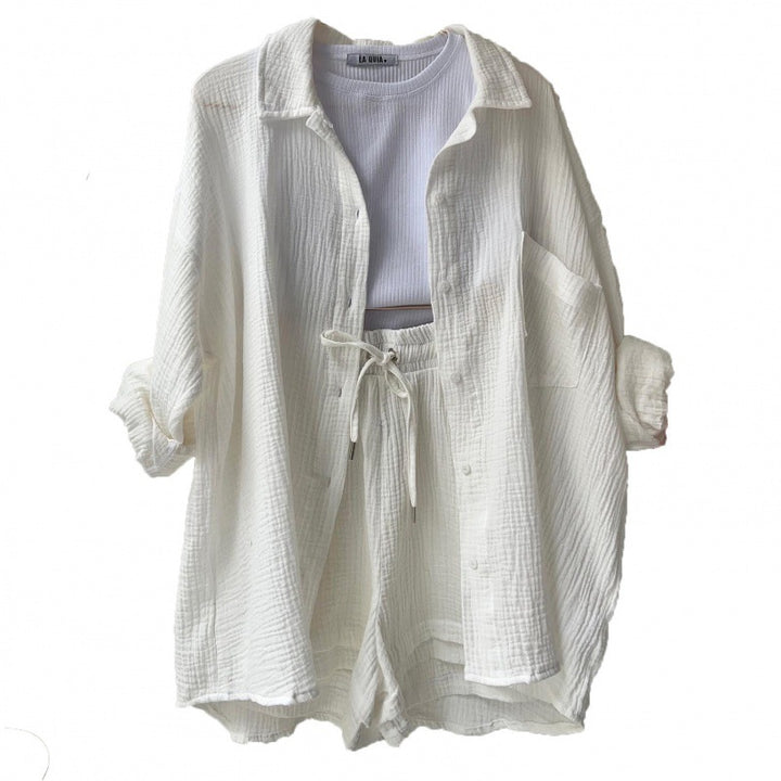 Damen lässige Oversized-Hemdjacke mit Gürtel Drune
