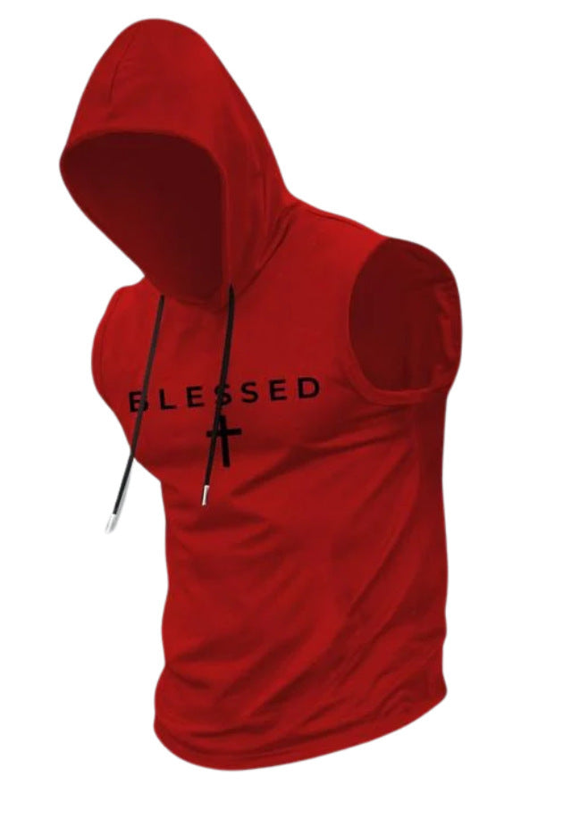 Herren nan ärmelloses Kapuzen-Sweatshirt mit Slogandruck und athletischer Passform Drune