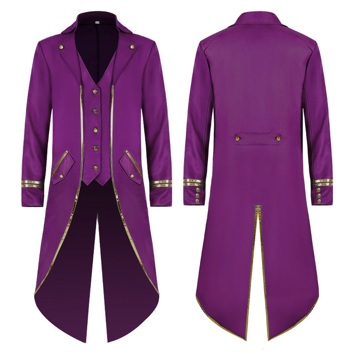 Damen nan langer taillierter Blazer-Mantel mit goldener Kettendetail und einreihigem Verschluss Drune