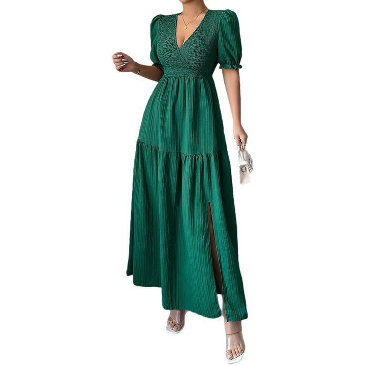 Damen Maxi-Jumpsuit mit gerafften Ärmeln und schwingendem Rock Drune