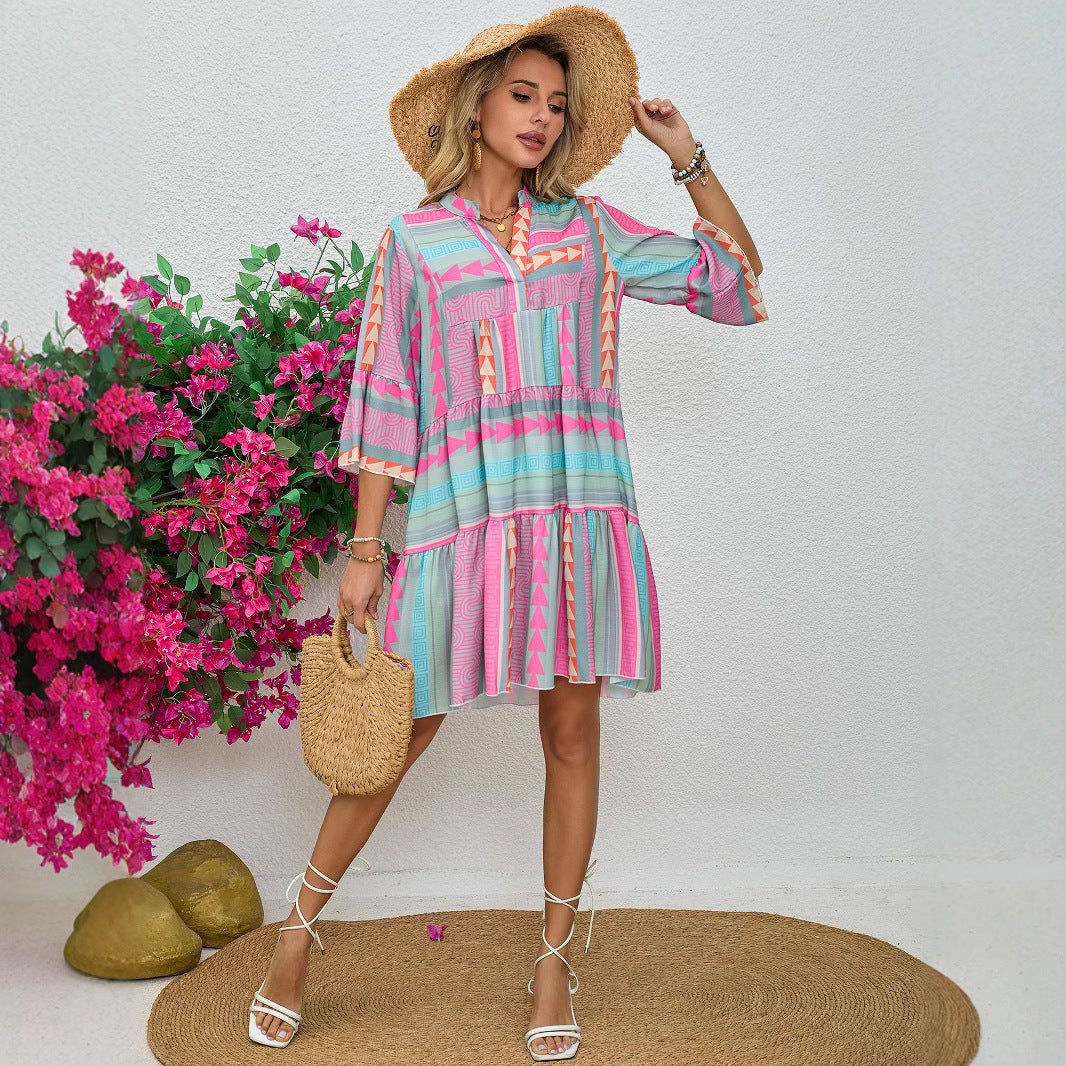 Damen Sommer Kleid Drune