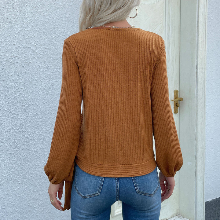 Damen Gerippte Wickel-Strickjacke mit V‑Ausschnitt, asymmetrischer Knopfleiste und Taillenband Drune