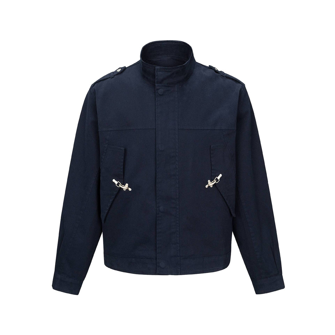 Herren Kurzjacke im Fieldstil mit Funnelkragen, Schulterklappen und Utility-Taschen Drune
