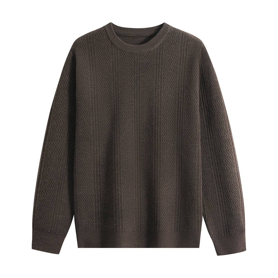 Unisex Strukturierter Rundhals-Strickpullover mit Ajourmuster Drune