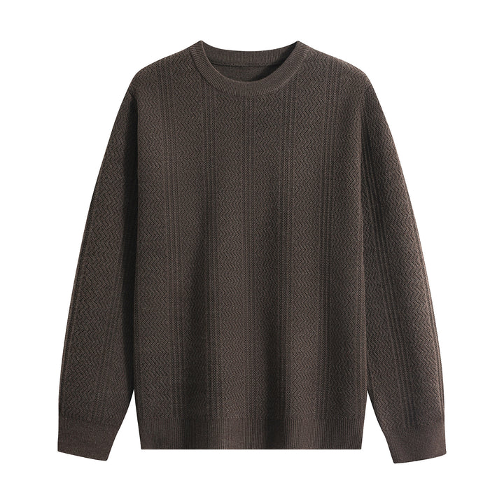 Unisex Strukturierter Rundhals-Strickpullover mit Ajourmuster Drune