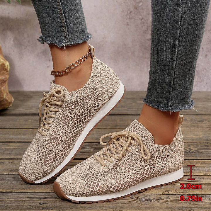 Damen  gestrickte Slip-On Plateau-Sneaker mit atmungsaktivem Obermaterial und gepolstertem Komfortfußbett Drune