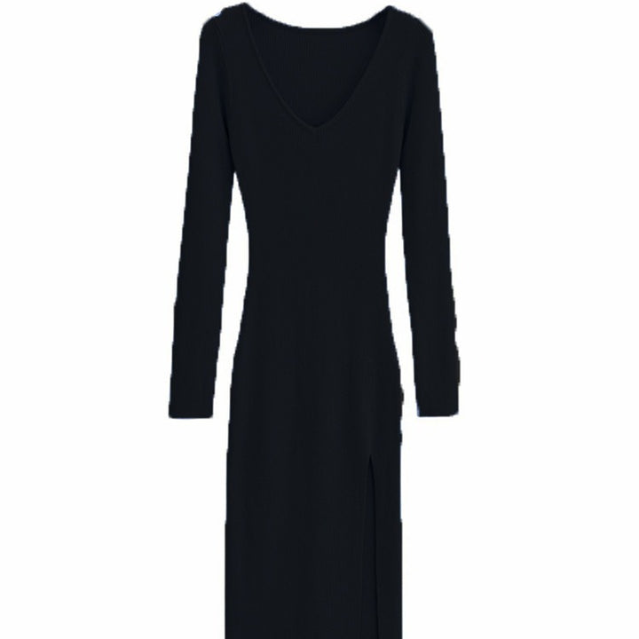 Damen Maxikleid mit elegantem V-Ausschnitt und seitlichem Schlitz Drune