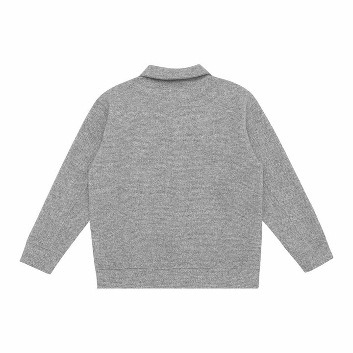 Unisex Feinstruktur-Polokragenpullover mit halber Knopfleiste und geripptem Saum Drune